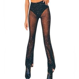Women’s Sheer Black Glitter Pants